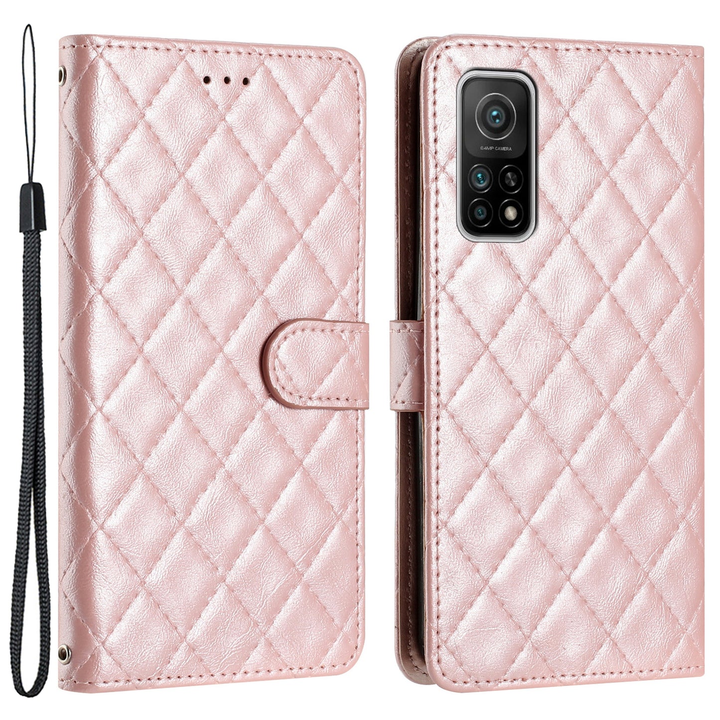 Flip Case for Xiaomi Mi 10T 5G / 10T Pro 5G / Redmi K30S Stitching Line Rhombus Wallet Stand Leather Phone Cover