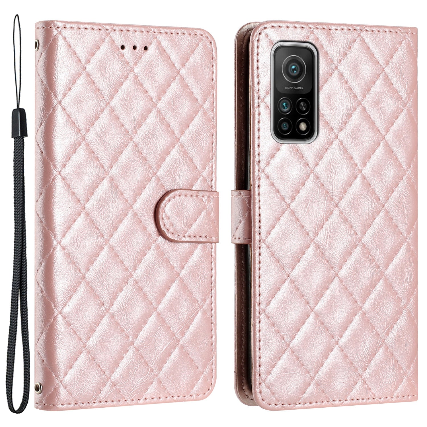 Flip Case for Xiaomi Mi 10T 5G / 10T Pro 5G / Redmi K30S Stitching Line Rhombus Wallet Stand Leather Phone Cover