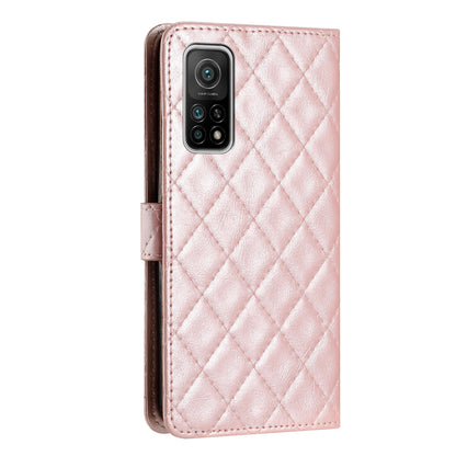 Flip Case for Xiaomi Mi 10T 5G / 10T Pro 5G / Redmi K30S Stitching Line Rhombus Wallet Stand Leather Phone Cover