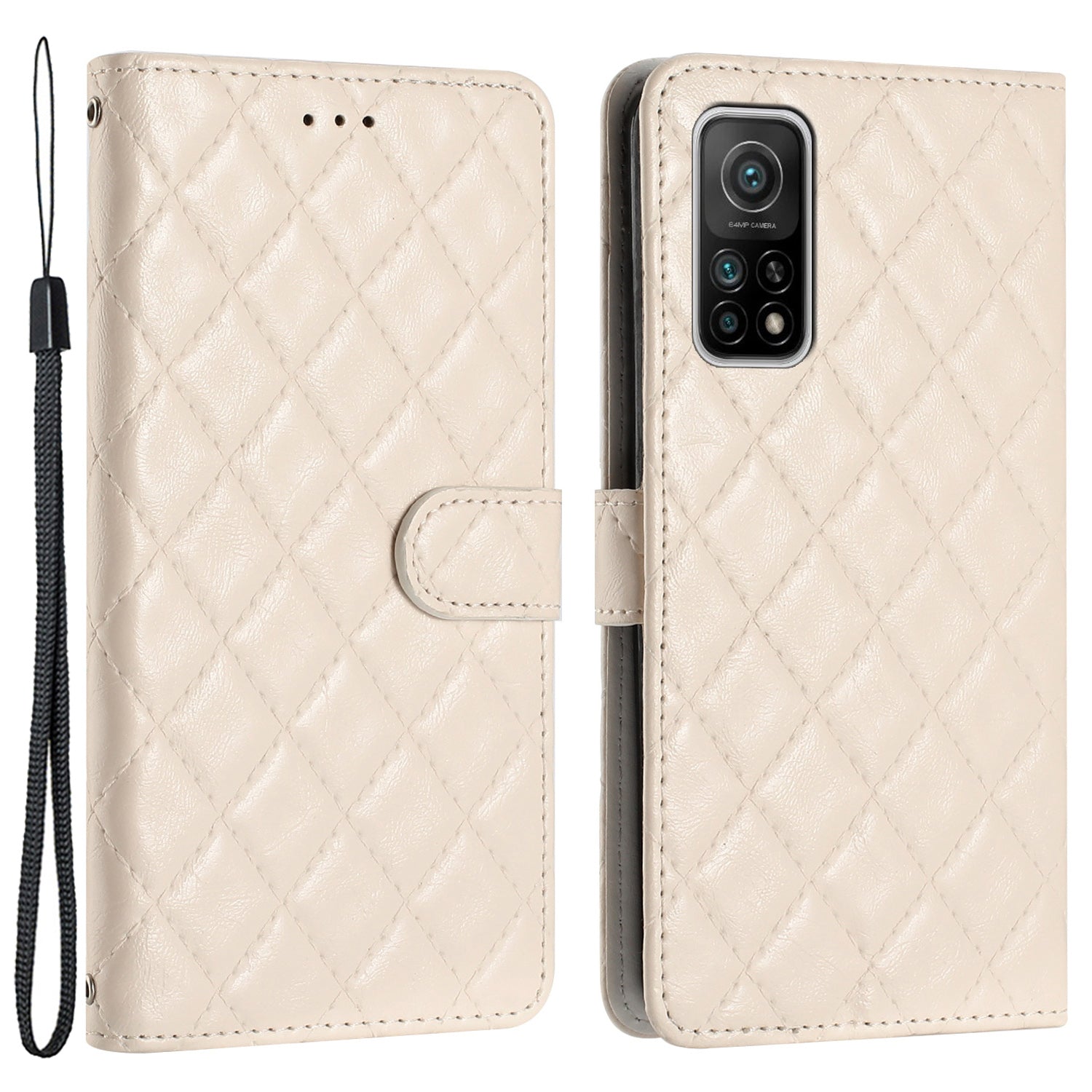Flip Case for Xiaomi Mi 10T 5G / 10T Pro 5G / Redmi K30S Stitching Line Rhombus Wallet Stand Leather Phone Cover