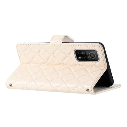 Flip Case for Xiaomi Mi 10T 5G / 10T Pro 5G / Redmi K30S Stitching Line Rhombus Wallet Stand Leather Phone Cover