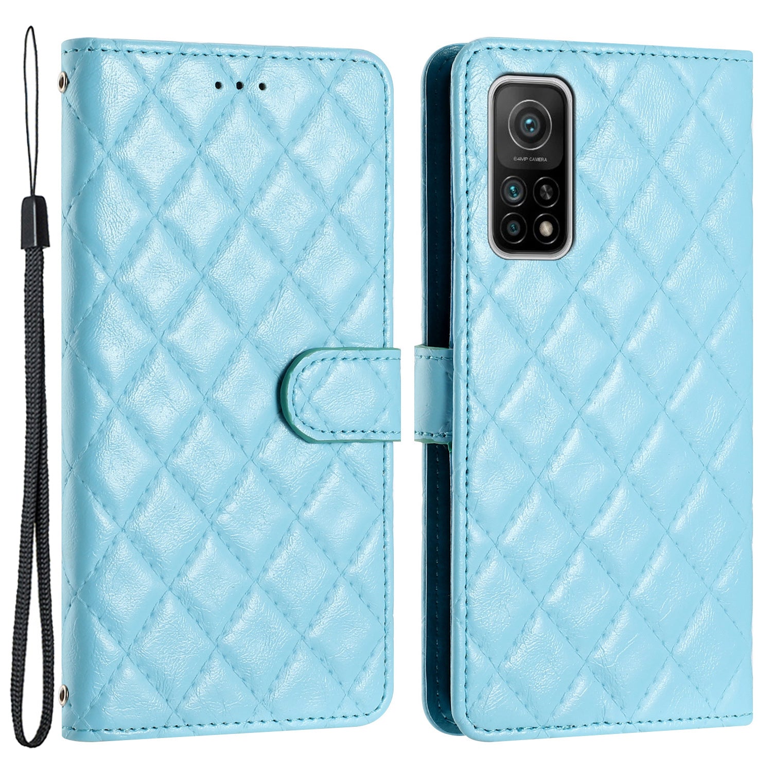 Flip Case for Xiaomi Mi 10T 5G / 10T Pro 5G / Redmi K30S Stitching Line Rhombus Wallet Stand Leather Phone Cover