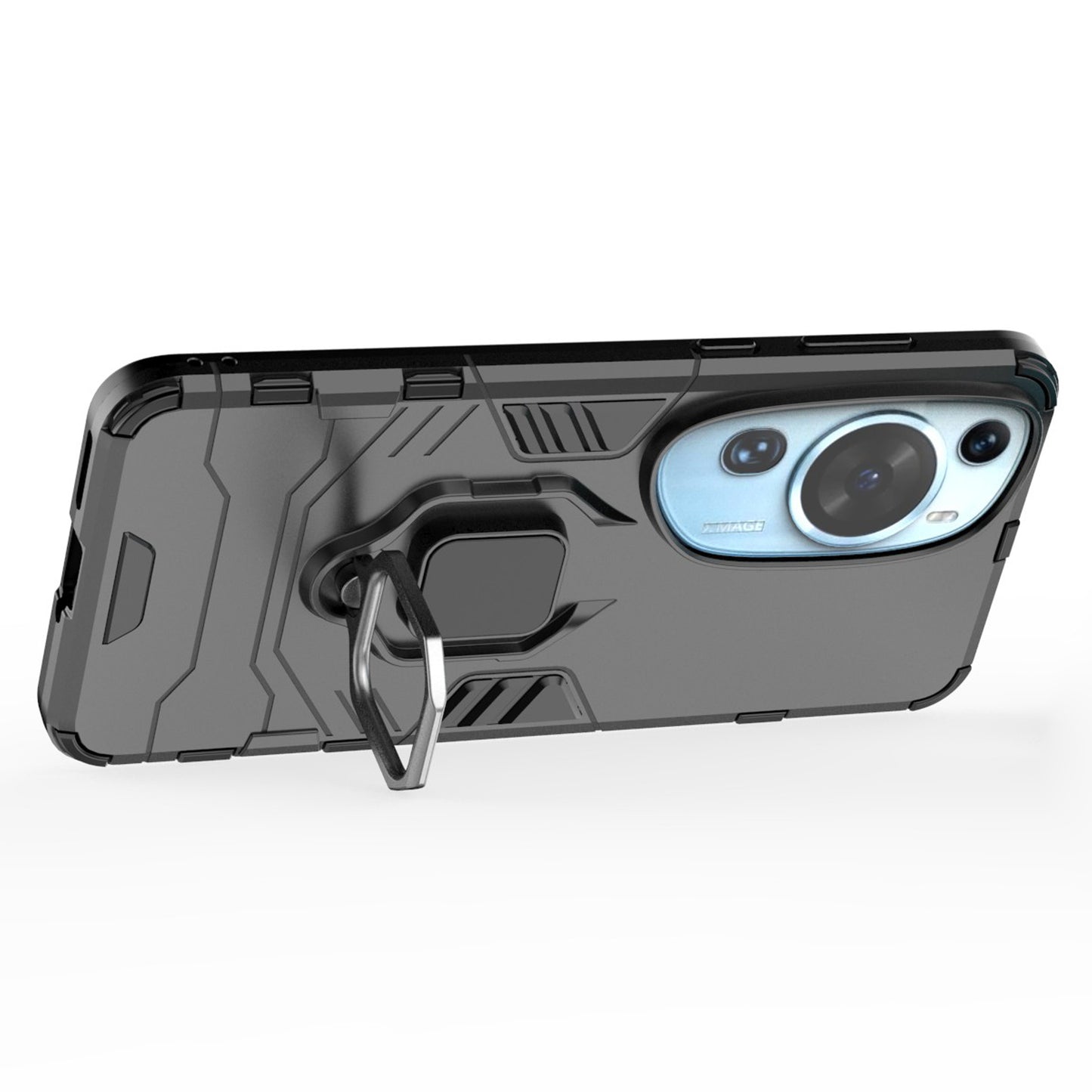For Huawei P60 Art Rotating Ring Kickstand Phone Case TPU+PC Hybrid Dual Layer Defender Cover
