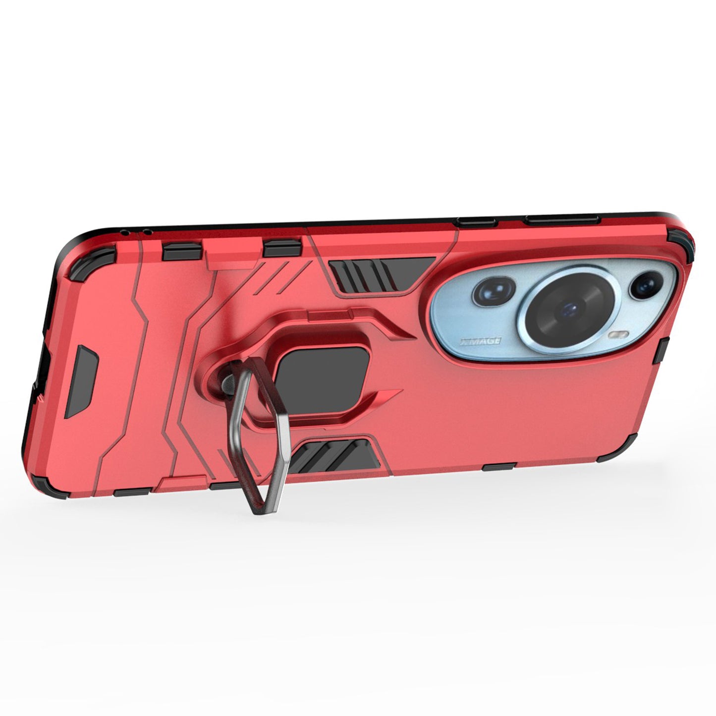 For Huawei P60 Art Rotating Ring Kickstand Phone Case TPU+PC Hybrid Dual Layer Defender Cover