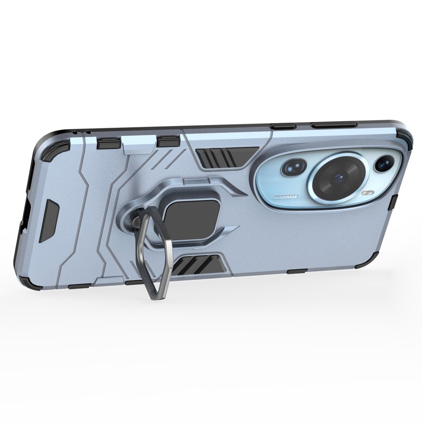 For Huawei P60 Art Rotating Ring Kickstand Phone Case TPU+PC Hybrid Dual Layer Defender Cover