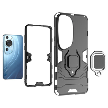 For Huawei P60 Art Rotating Ring Kickstand Phone Case TPU+PC Hybrid Dual Layer Defender Cover
