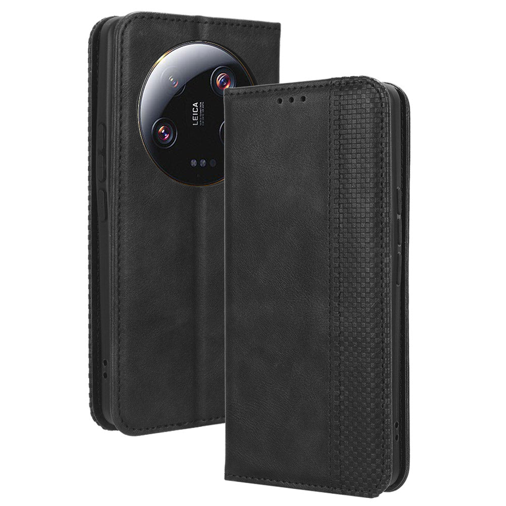 Retro Stand Phone Case for Xiaomi 13 Ultra , PU Leather + TPU Wallet Cover