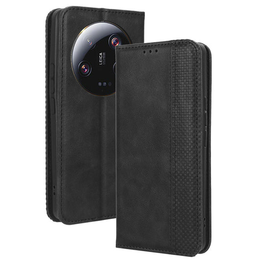 Retro Stand Phone Case for Xiaomi 13 Ultra , PU Leather + TPU Wallet Cover