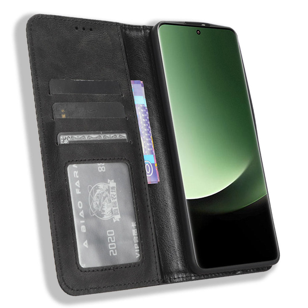 Retro Stand Phone Case for Xiaomi 13 Ultra , PU Leather + TPU Wallet Cover