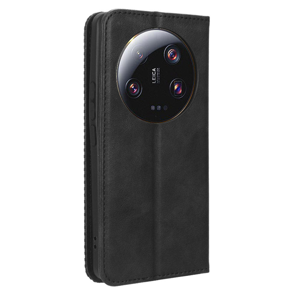 Retro Stand Phone Case for Xiaomi 13 Ultra , PU Leather + TPU Wallet Cover
