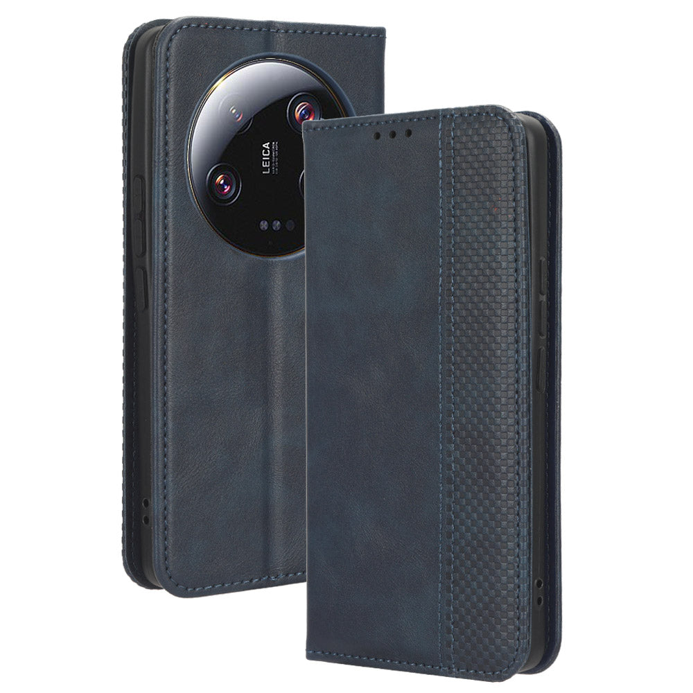Retro Stand Phone Case for Xiaomi 13 Ultra , PU Leather + TPU Wallet Cover