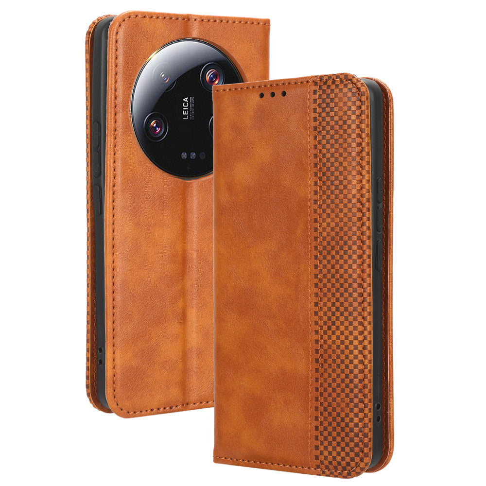 Retro Stand Phone Case for Xiaomi 13 Ultra , PU Leather + TPU Wallet Cover