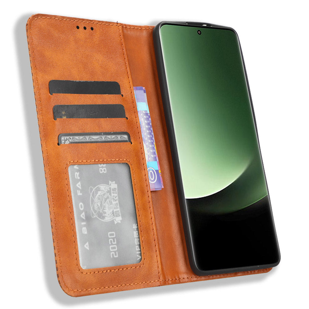 Retro Stand Phone Case for Xiaomi 13 Ultra , PU Leather + TPU Wallet Cover