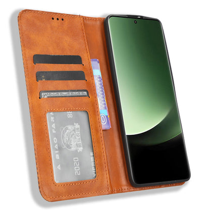 Retro Stand Phone Case for Xiaomi 13 Ultra , PU Leather + TPU Wallet Cover
