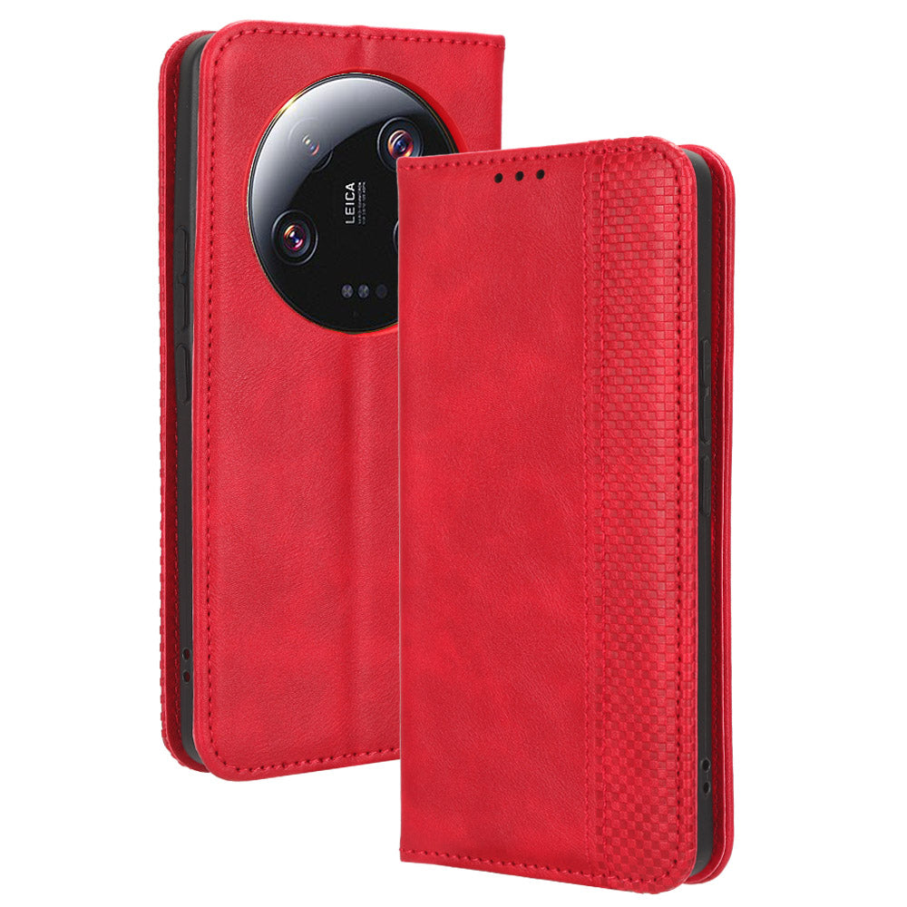Retro Stand Phone Case for Xiaomi 13 Ultra , PU Leather + TPU Wallet Cover