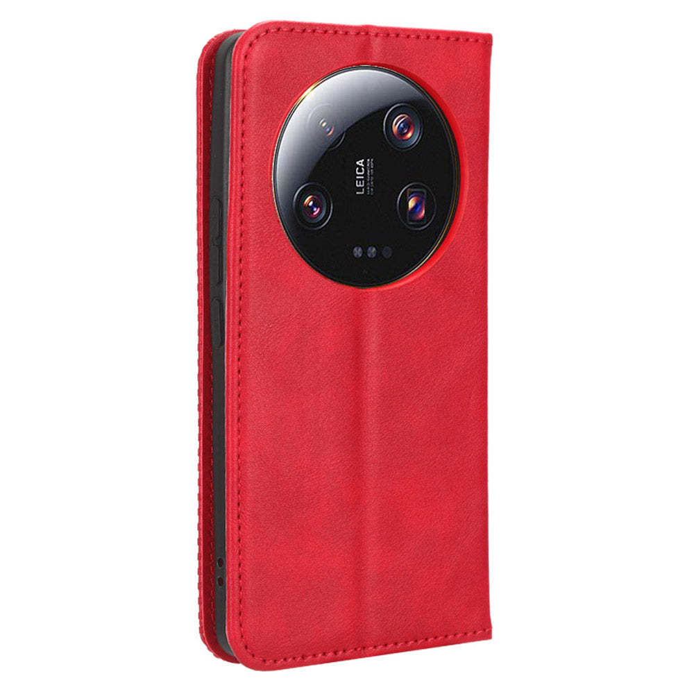 Retro Stand Phone Case for Xiaomi 13 Ultra , PU Leather + TPU Wallet Cover