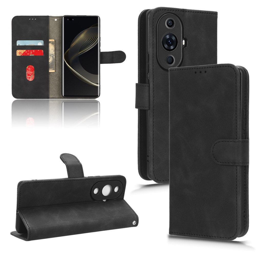 For Huawei nova 11 Pro / nova 11 Ultra Skin-touch PU Leather Phone Cover Wallet Stand Cell Phone Case