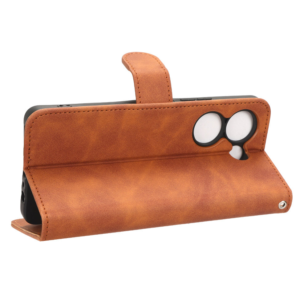 For Tecno Camon 20 Pro 4G PU Leather Wallet Phone Cover Skin-touch Protective Case with Stand