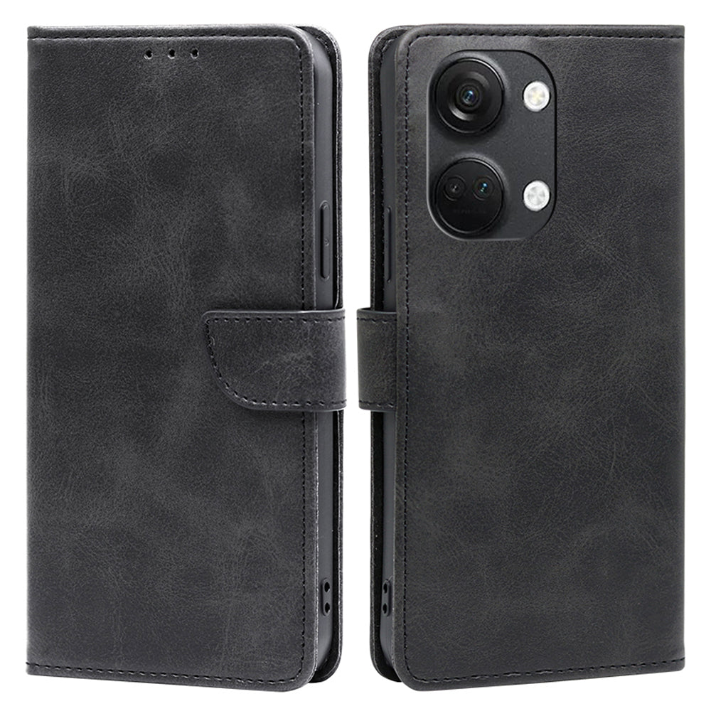 For OnePlus Nord 3 5G / Ace 2V 5G PU Leather Magnetic Protective Cover Calf Texture Wallet Stand Phone Case