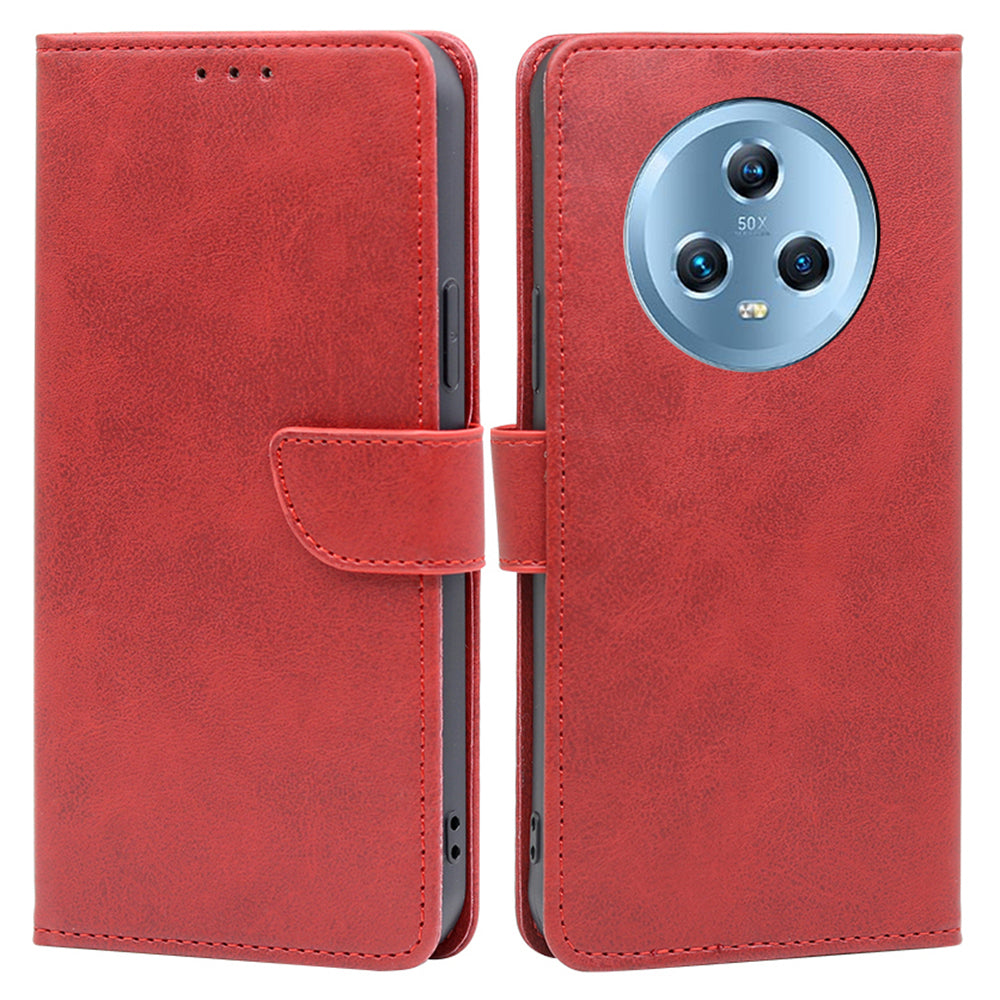 For Honor Magic5 PU Leather Flip Stand Case Calf Texture Wallet Folio Phone Cover