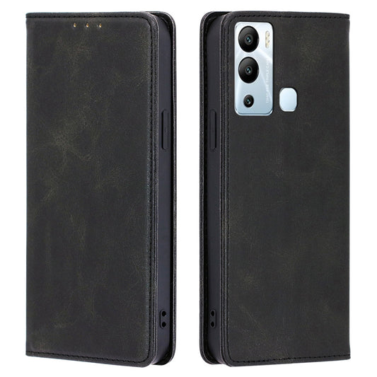 For Infinix Hot 12i 4G PU Leather+TPU Phone Case Calf Texture Magnetic Closing Wallet Stand Cover