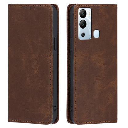 For Infinix Hot 12i 4G PU Leather+TPU Phone Case Calf Texture Magnetic Closing Wallet Stand Cover