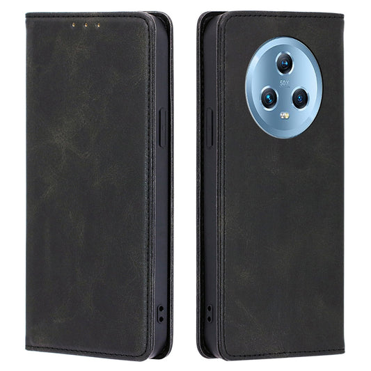 For Honor Magic5 PU Leather+TPU Wallet Stand Phone Case Calf Texture Magnetic Closing Cover