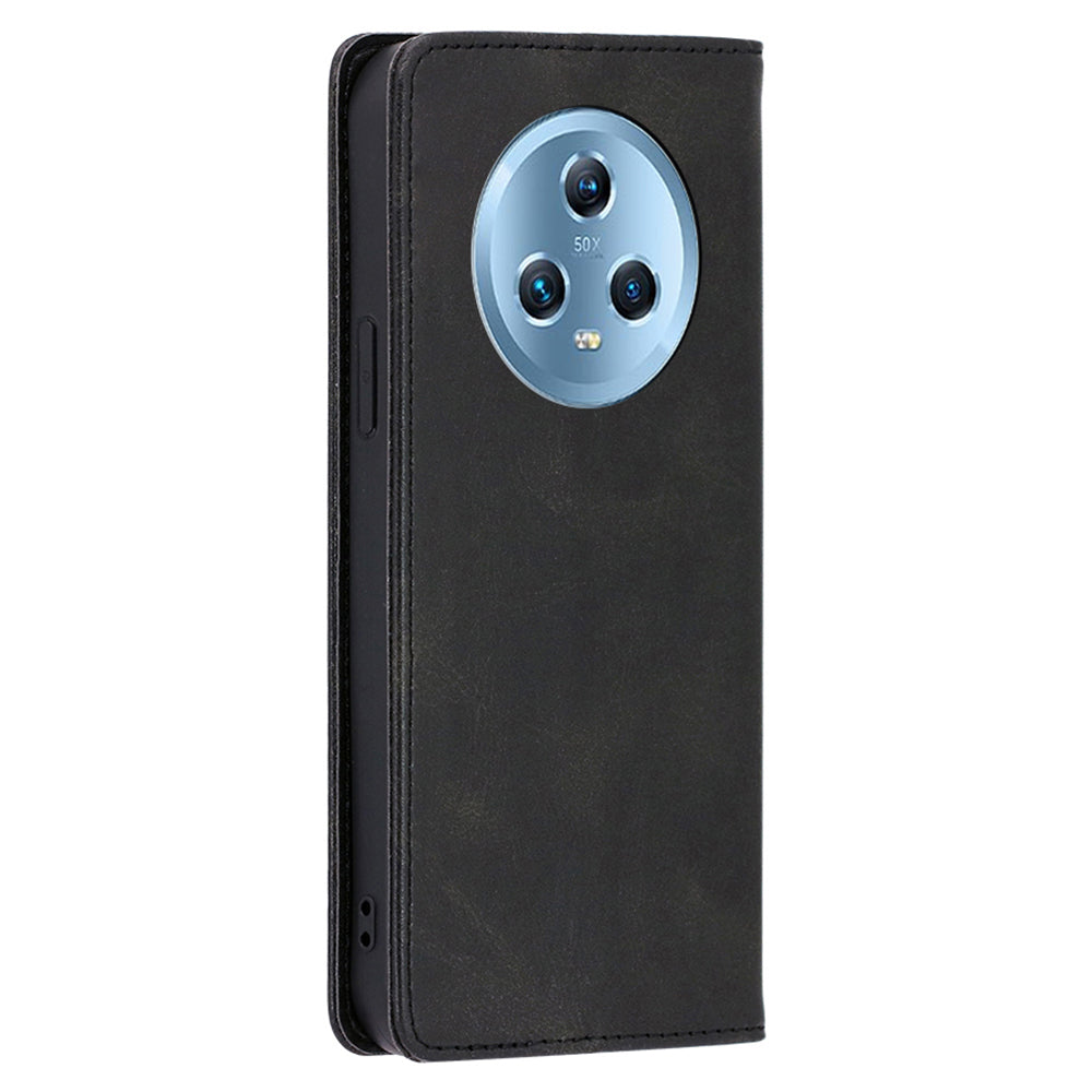 For Honor Magic5 PU Leather+TPU Wallet Stand Phone Case Calf Texture Magnetic Closing Cover