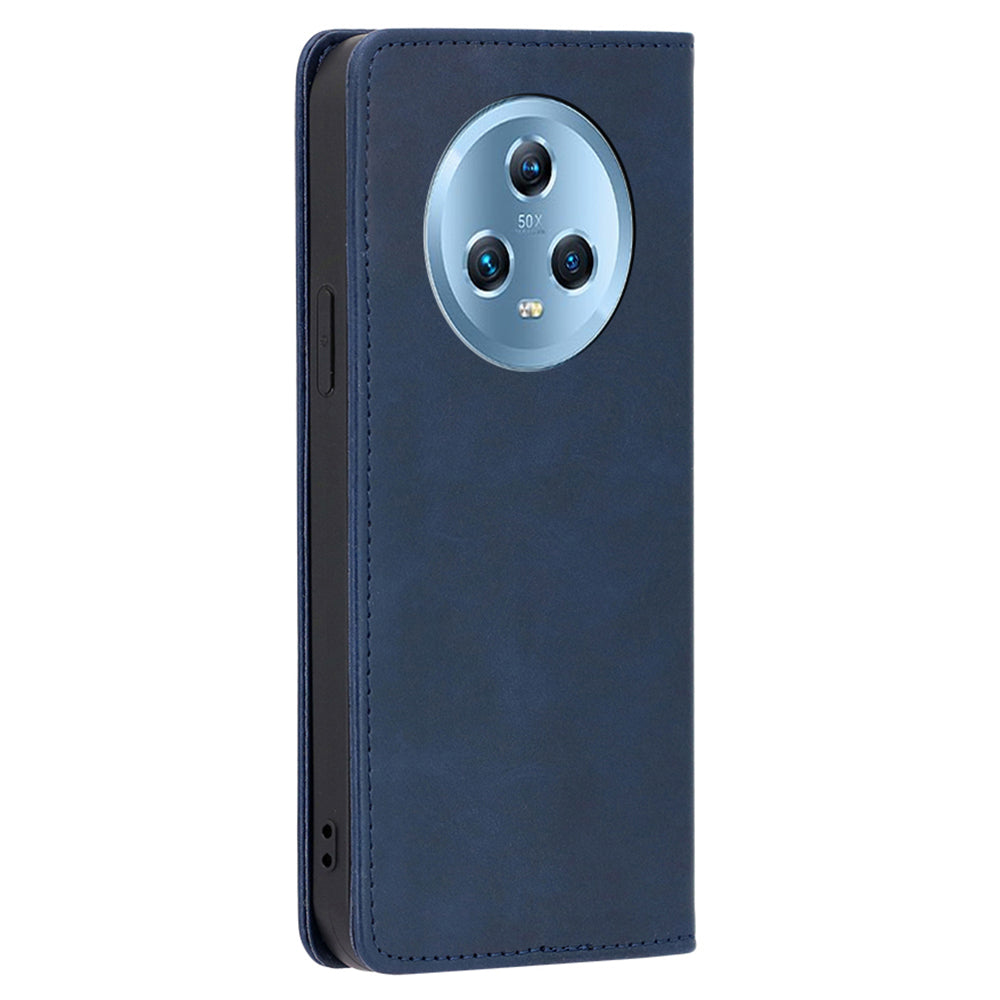 For Honor Magic5 PU Leather+TPU Wallet Stand Phone Case Calf Texture Magnetic Closing Cover