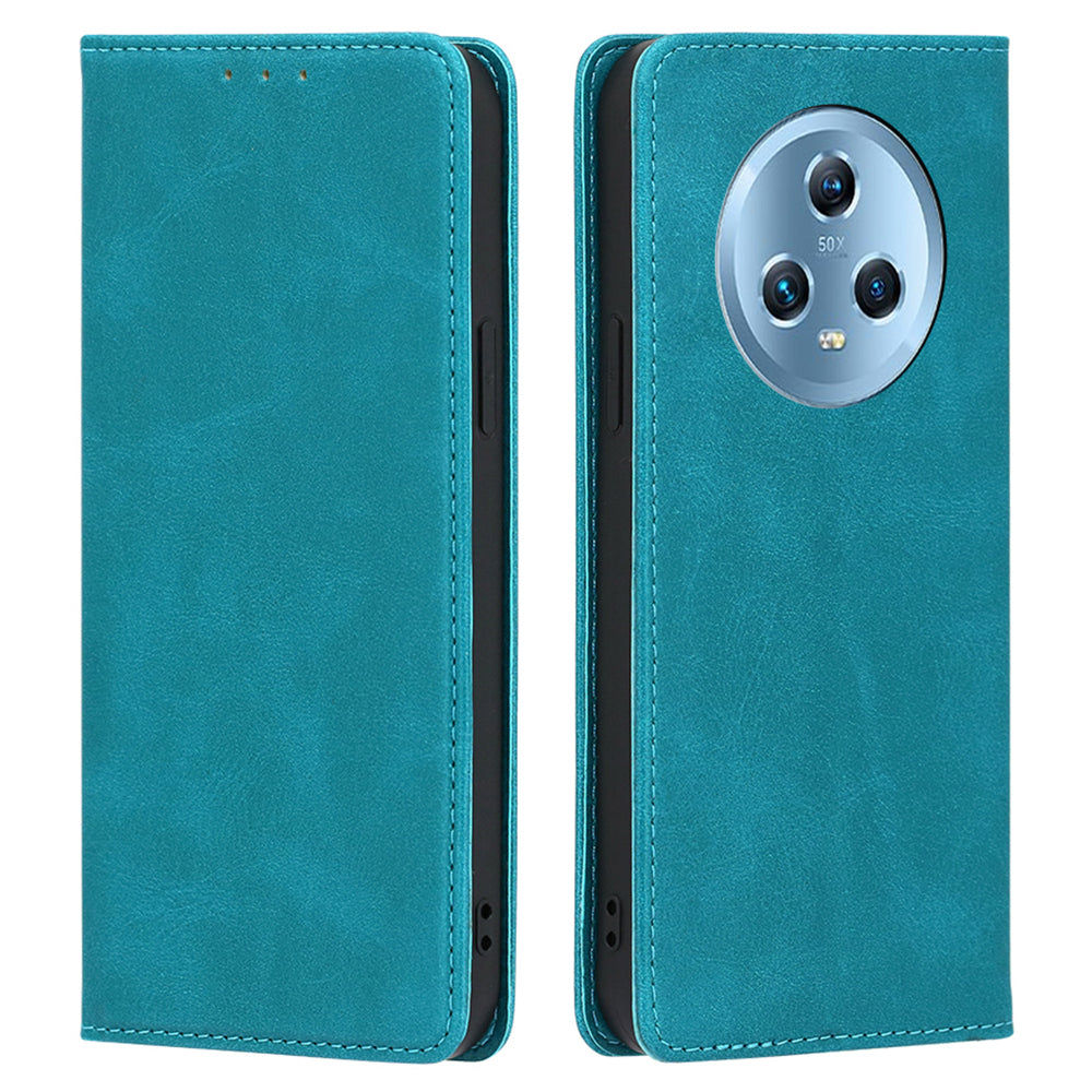 For Honor Magic5 PU Leather+TPU Wallet Stand Phone Case Calf Texture Magnetic Closing Cover