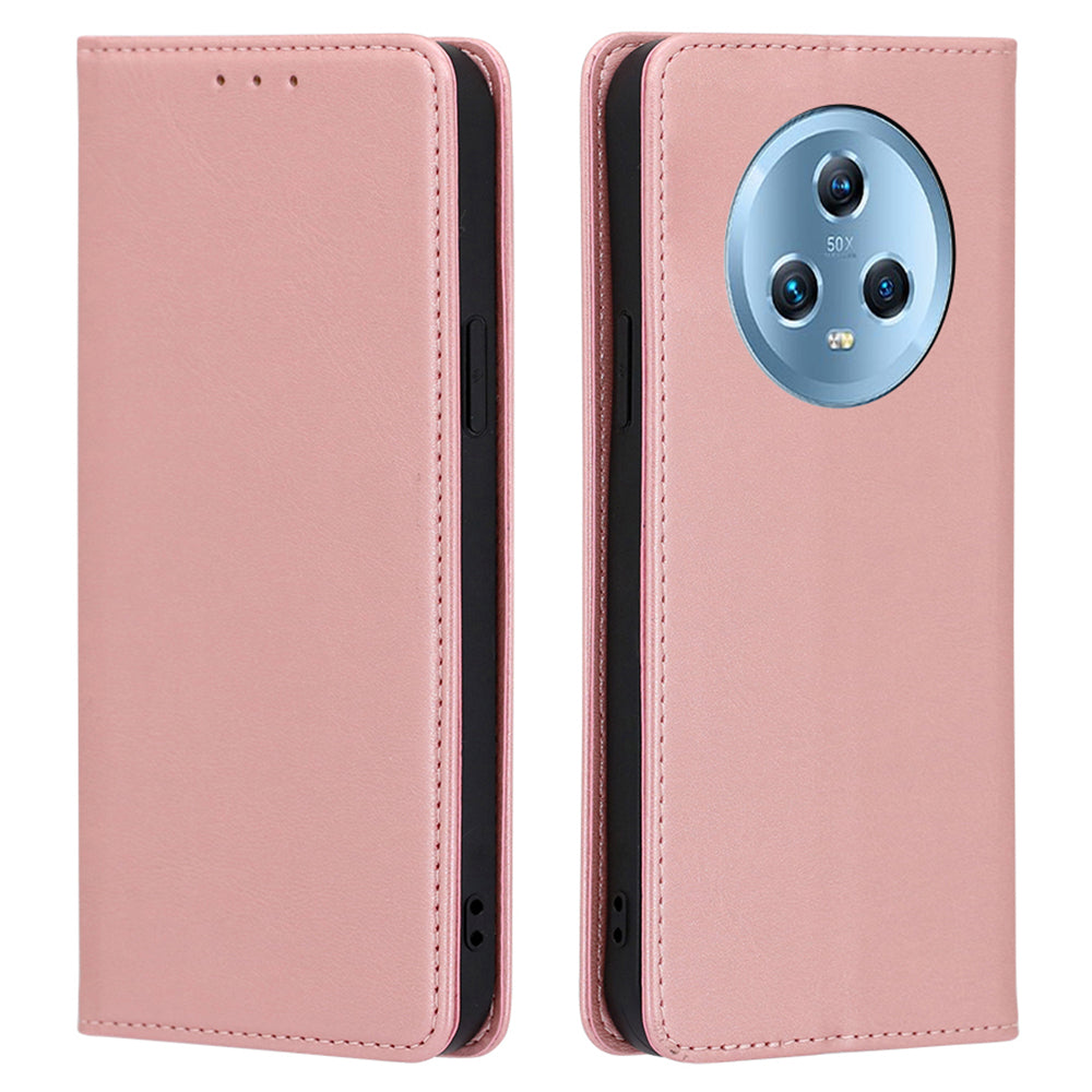 For Honor Magic5 PU Leather+TPU Wallet Stand Phone Case Calf Texture Magnetic Closing Cover
