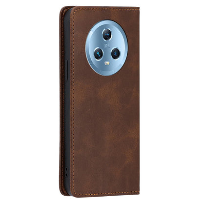 For Honor Magic5 PU Leather+TPU Wallet Stand Phone Case Calf Texture Magnetic Closing Cover
