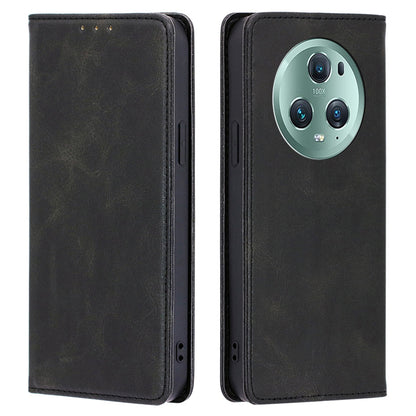 Phone Case for Honor Magic5 Pro PU Leather+TPU Wallet Stand Calf Texture Magnetic Closing Cover