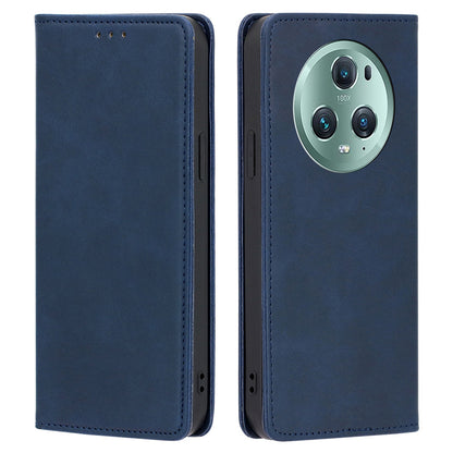 Phone Case for Honor Magic5 Pro PU Leather+TPU Wallet Stand Calf Texture Magnetic Closing Cover