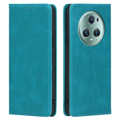 Phone Case for Honor Magic5 Pro PU Leather+TPU Wallet Stand Calf Texture Magnetic Closing Cover