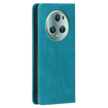 Phone Case for Honor Magic5 Pro PU Leather+TPU Wallet Stand Calf Texture Magnetic Closing Cover