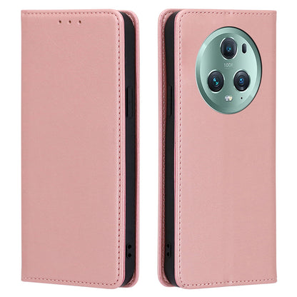 Phone Case for Honor Magic5 Pro PU Leather+TPU Wallet Stand Calf Texture Magnetic Closing Cover