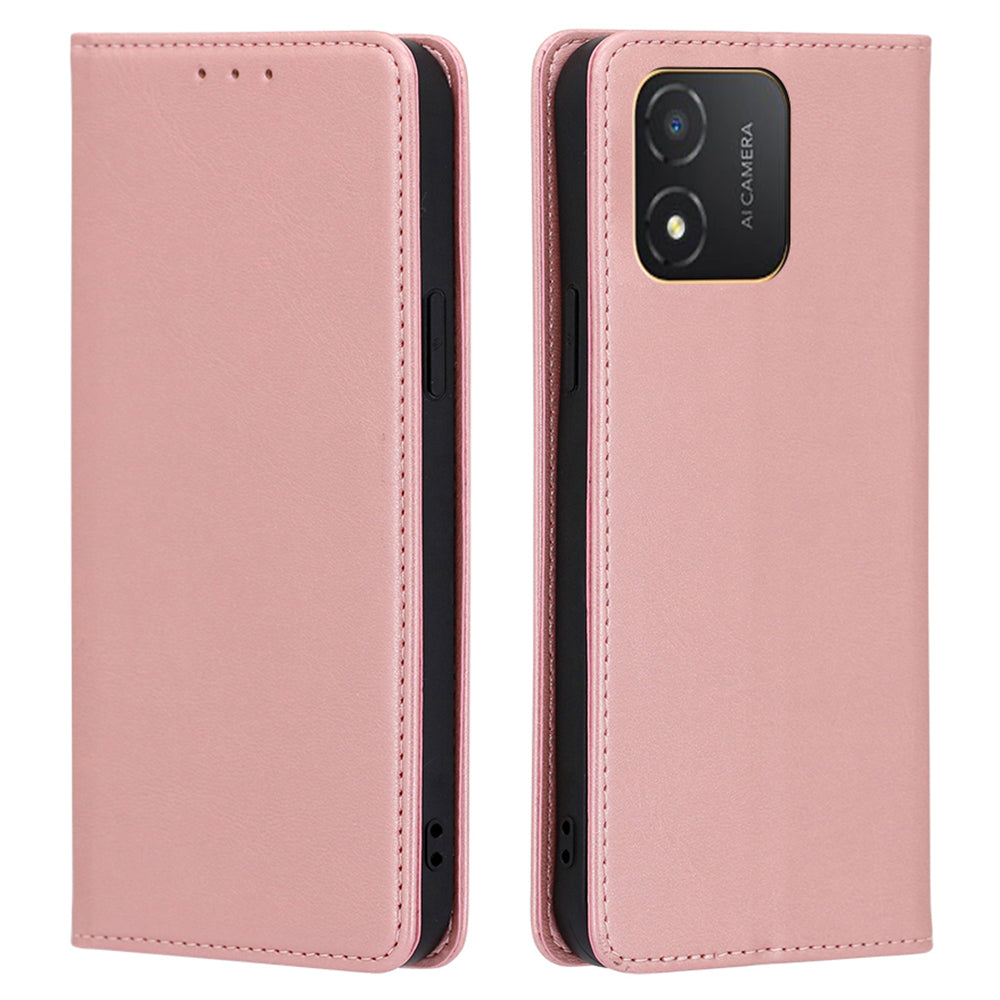 Wallet Stand Shell for Honor X5 4G PU Leather+TPU Phone Case Calf Texture Magnetic Closing Cover