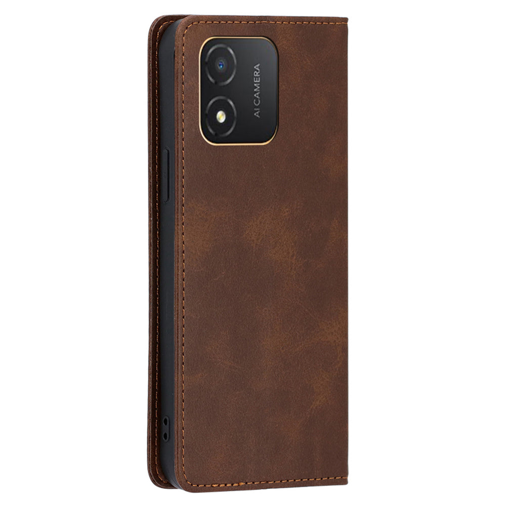 Wallet Stand Shell for Honor X5 4G PU Leather+TPU Phone Case Calf Texture Magnetic Closing Cover