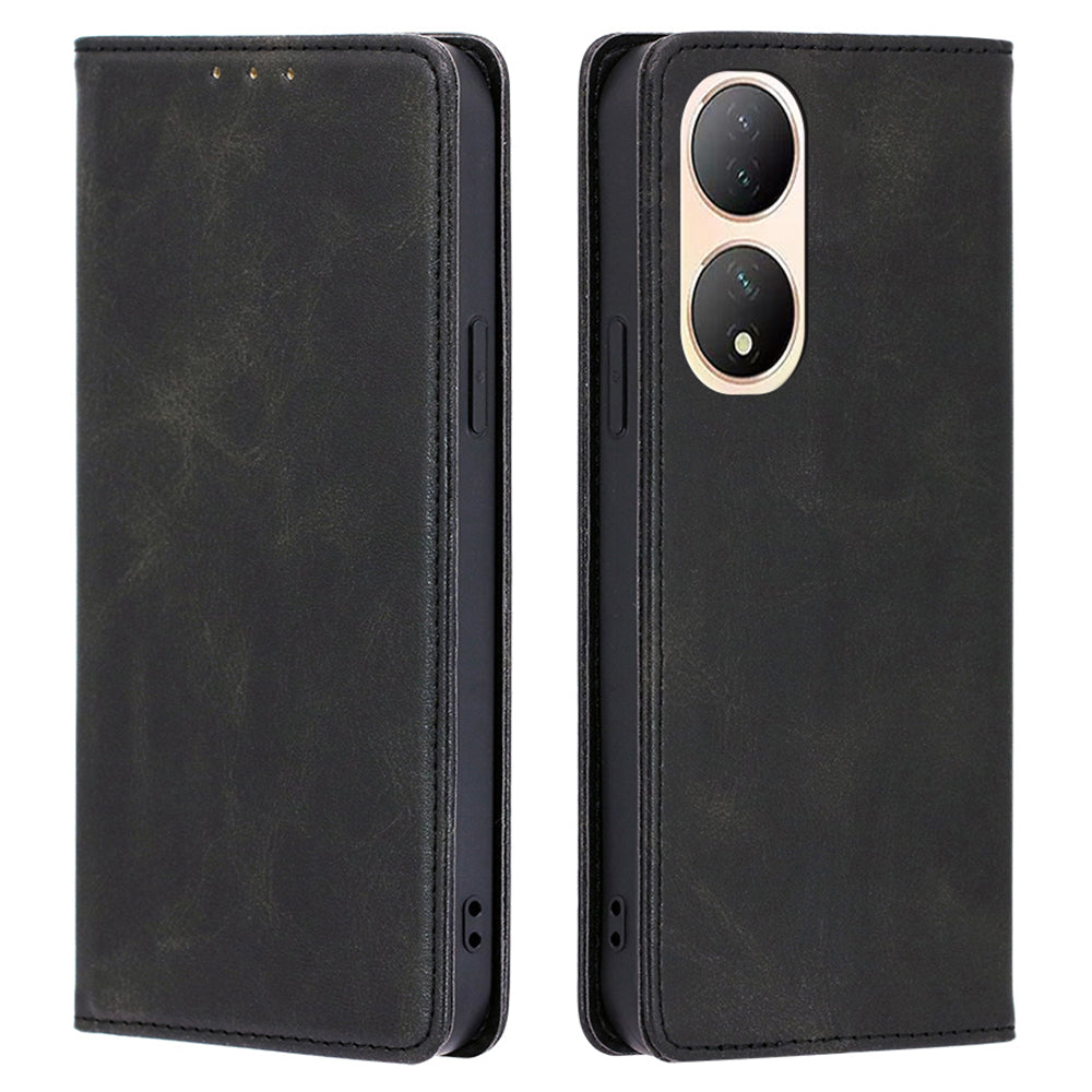 For vivo Y100 5G PU Leather+TPU Wallet Stand Phone Magnetic Closing Case Calf Texture Cover
