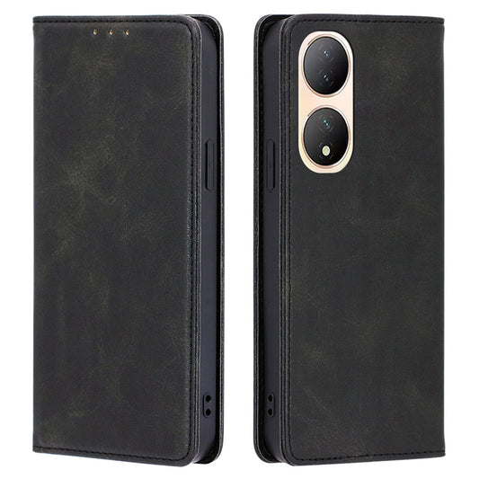 For vivo Y100 5G PU Leather+TPU Wallet Stand Phone Magnetic Closing Case Calf Texture Cover