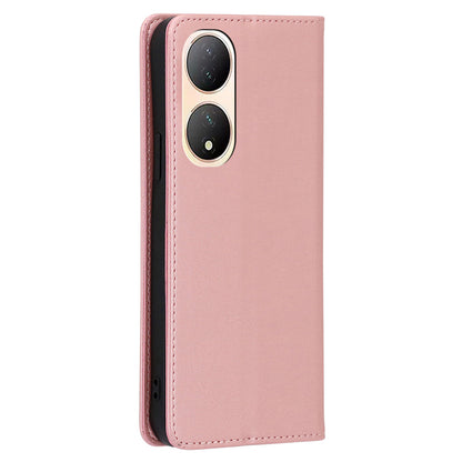 For vivo Y100 5G PU Leather+TPU Wallet Stand Phone Magnetic Closing Case Calf Texture Cover
