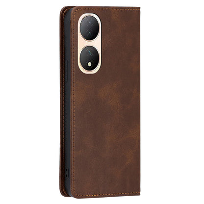 For vivo Y100 5G PU Leather+TPU Wallet Stand Phone Magnetic Closing Case Calf Texture Cover
