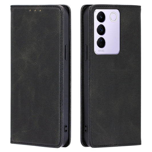 For vivo S16e 5G PU Leather Anti-drop Wallet Stand Phone Case Calf Texture Magnetic Closing Cover
