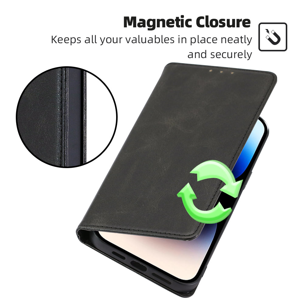 For vivo S16e 5G PU Leather Anti-drop Wallet Stand Phone Case Calf Texture Magnetic Closing Cover