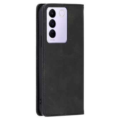 For vivo S16e 5G PU Leather Anti-drop Wallet Stand Phone Case Calf Texture Magnetic Closing Cover
