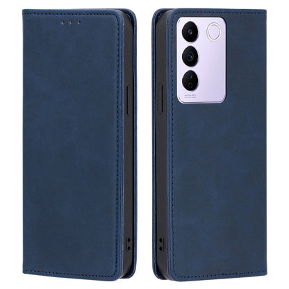 For vivo S16e 5G PU Leather Anti-drop Wallet Stand Phone Case Calf Texture Magnetic Closing Cover