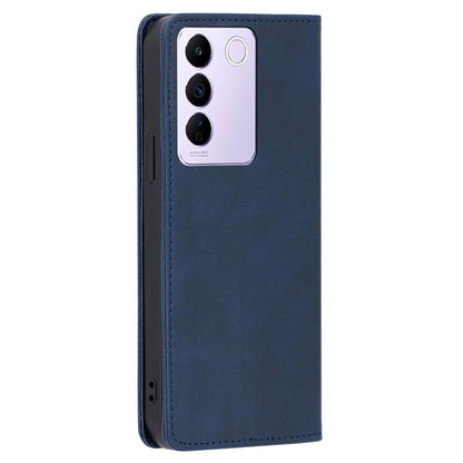 For vivo S16e 5G PU Leather Anti-drop Wallet Stand Phone Case Calf Texture Magnetic Closing Cover