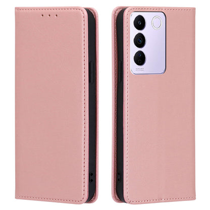 For vivo S16e 5G PU Leather Anti-drop Wallet Stand Phone Case Calf Texture Magnetic Closing Cover
