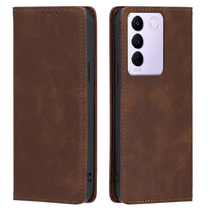 For vivo S16e 5G PU Leather Anti-drop Wallet Stand Phone Case Calf Texture Magnetic Closing Cover